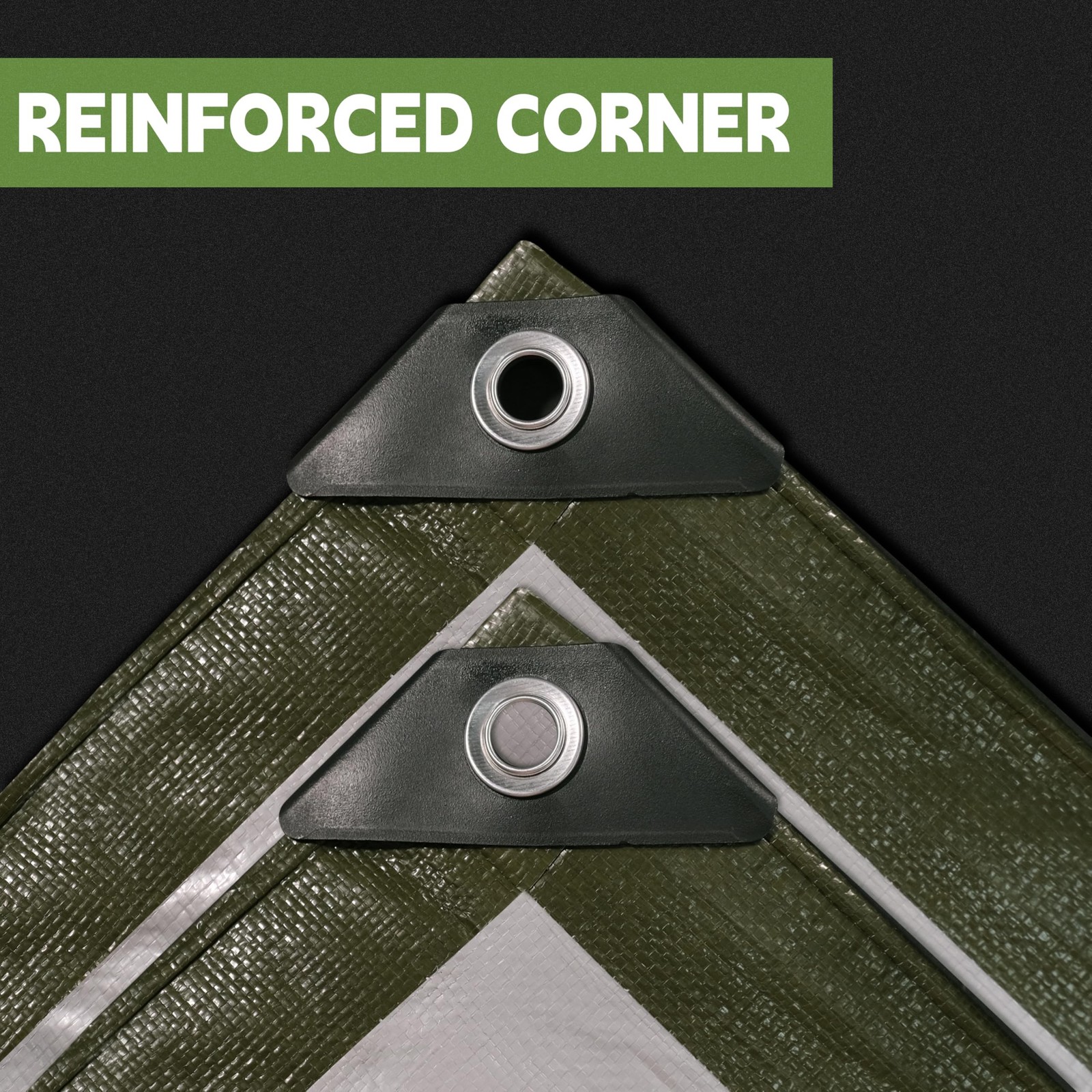 20x30Ft Waterproof Tarp 12mil UV Resistant Tear-Proof Green&Silver Green/Silver