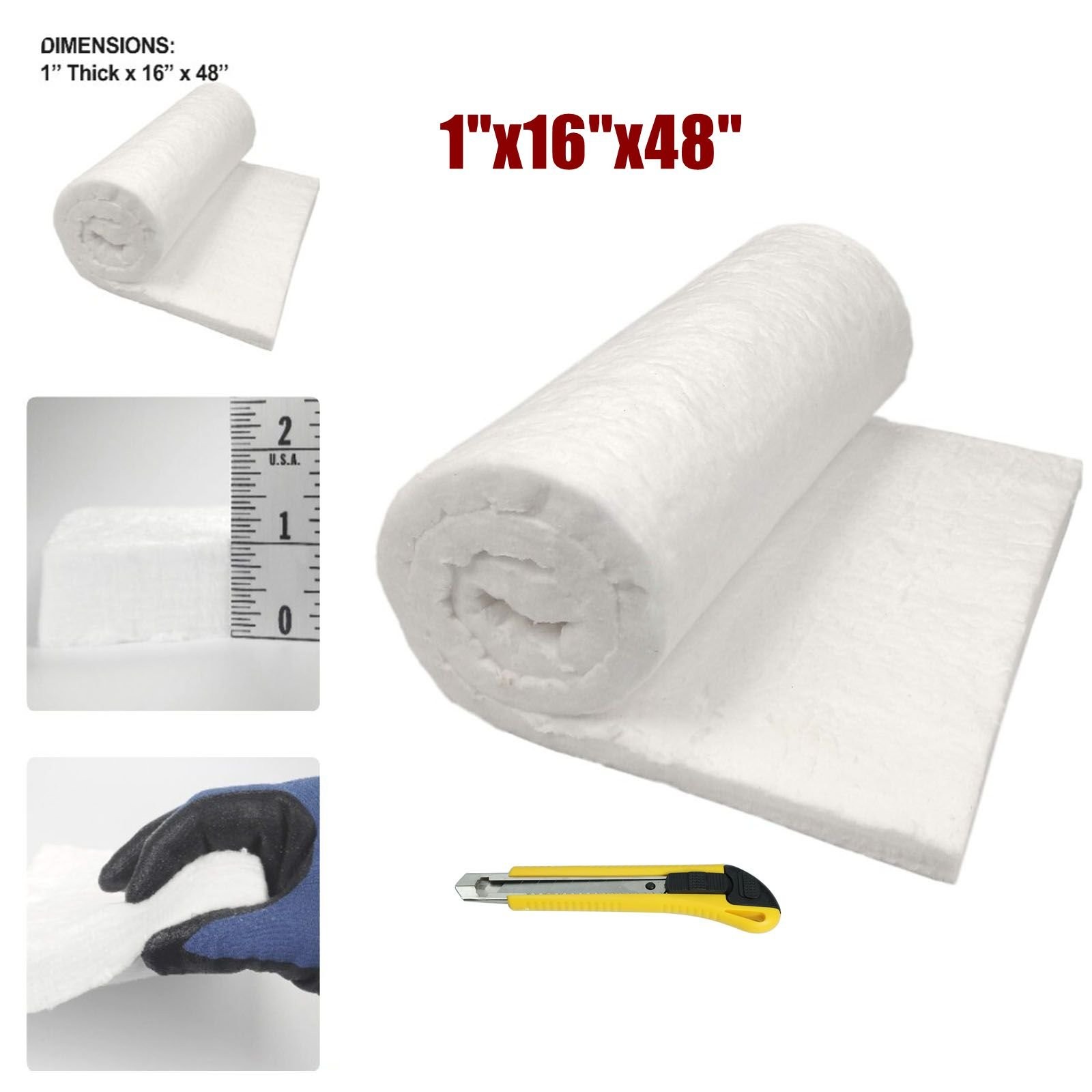 Ceramic Fiber Fireproof Insulation Blanket 1″ x 16″ x 48″ For Multiple Uses