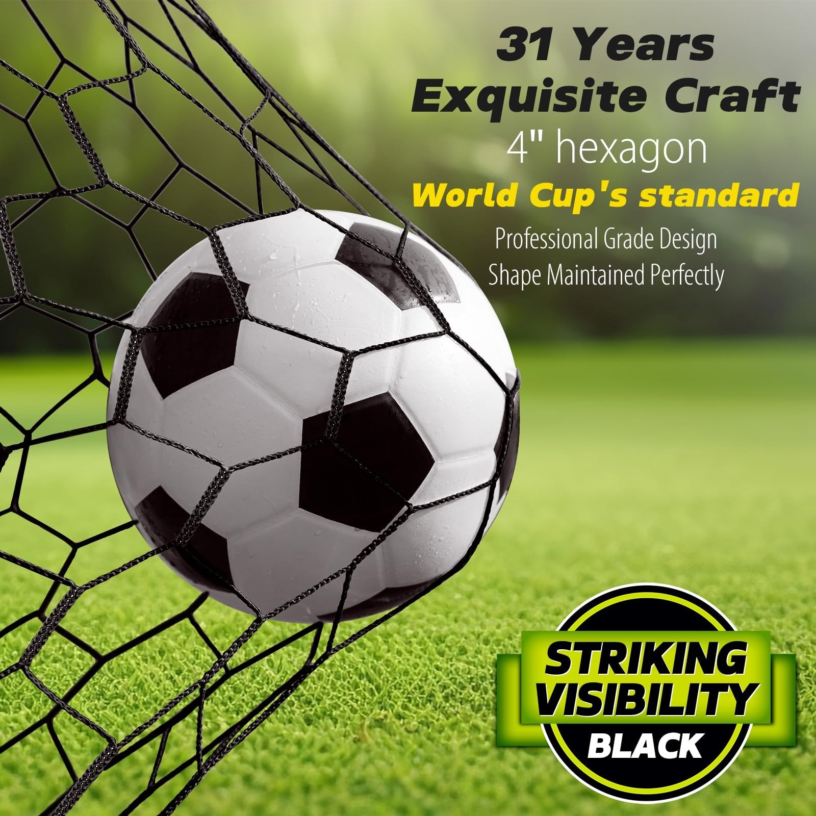 Professional Soccer Goal Replacement Net 24x8FT, 18.5×6.5FT, Upgraded Durabil…