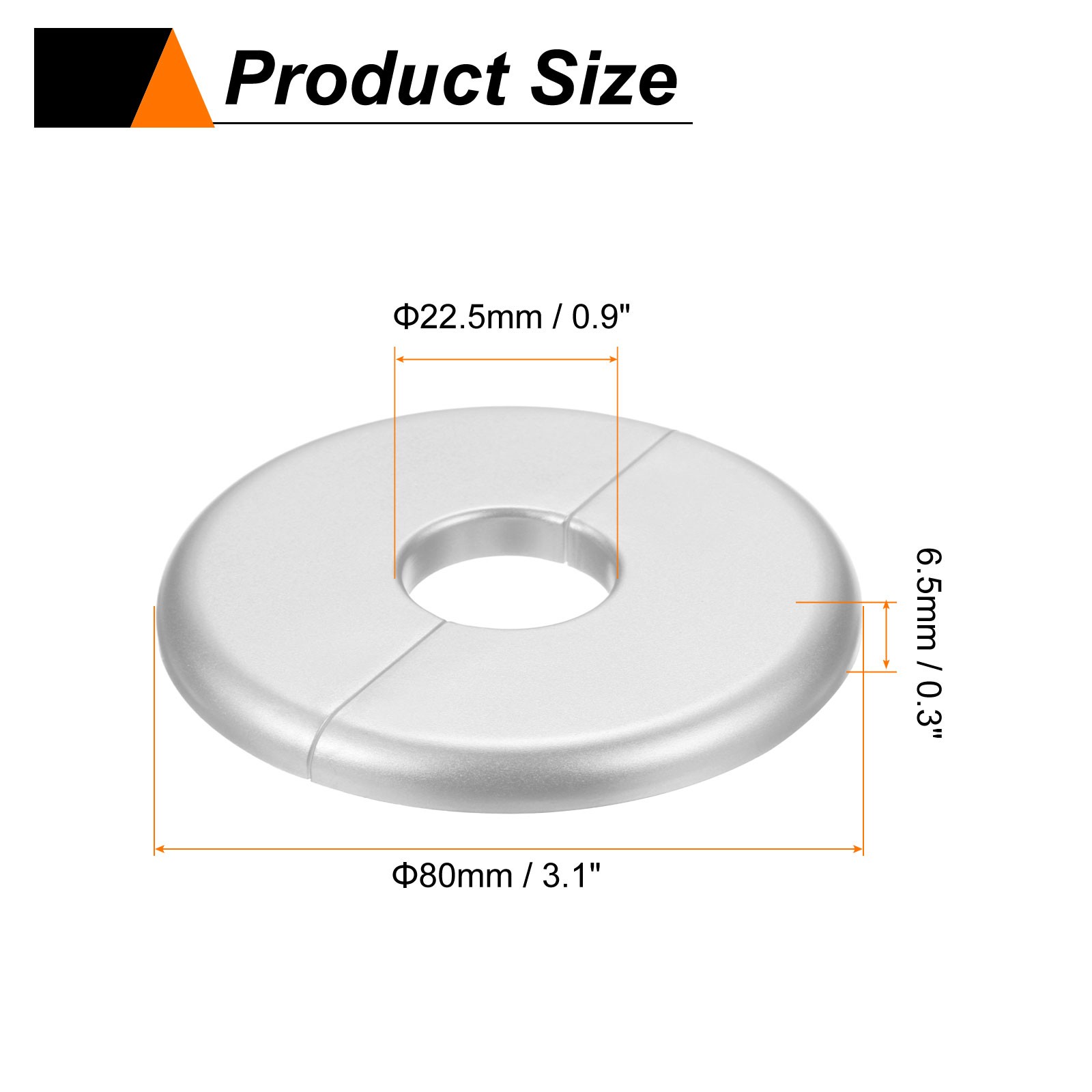 2pcs Wall Split Flange 22.5mm/0.9″ Self-Adhesive Plumbing Cover Plates Silver