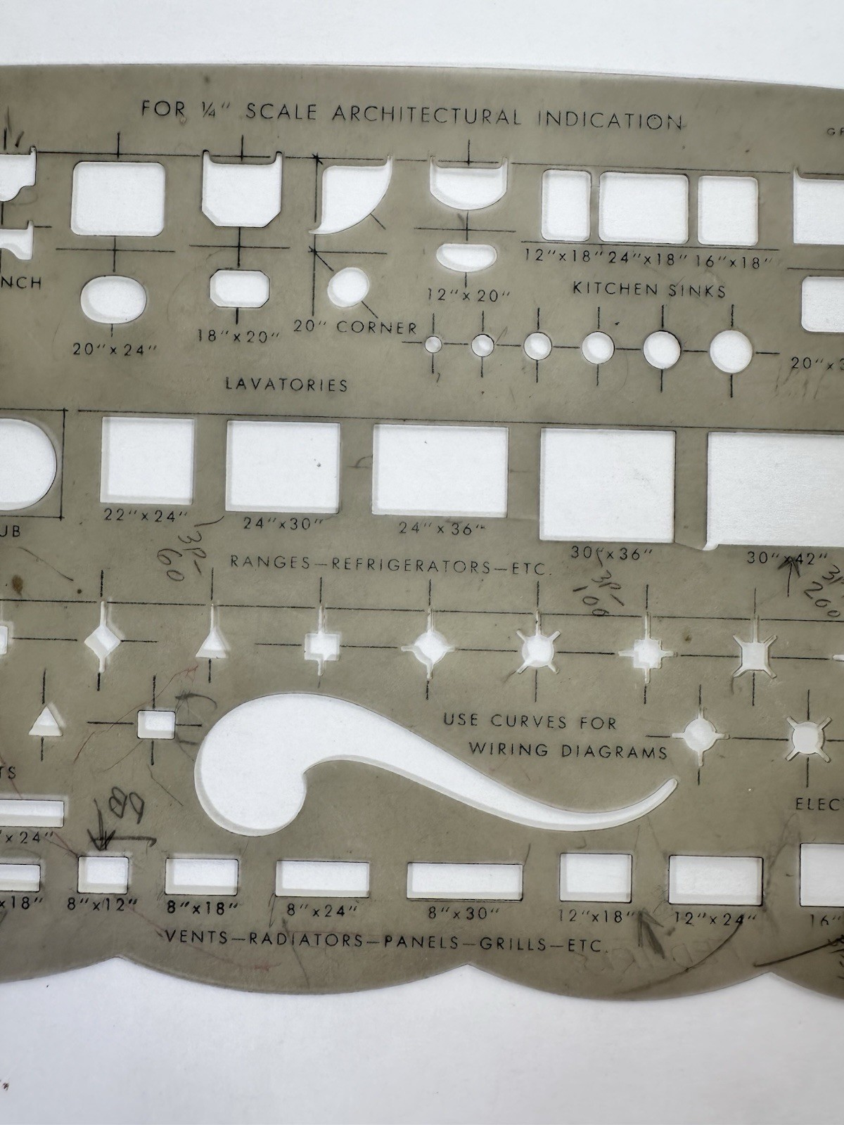 Vintage American-Standard Plumbing Fixtures Template Architect Engineer Drafting