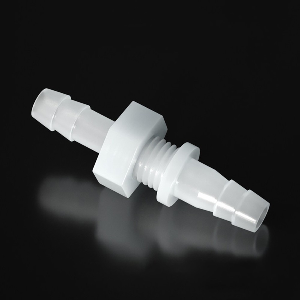 Plastic Bulkhead Connector Straight Barbed Thread Fitting with Nut Inlet Outlet
