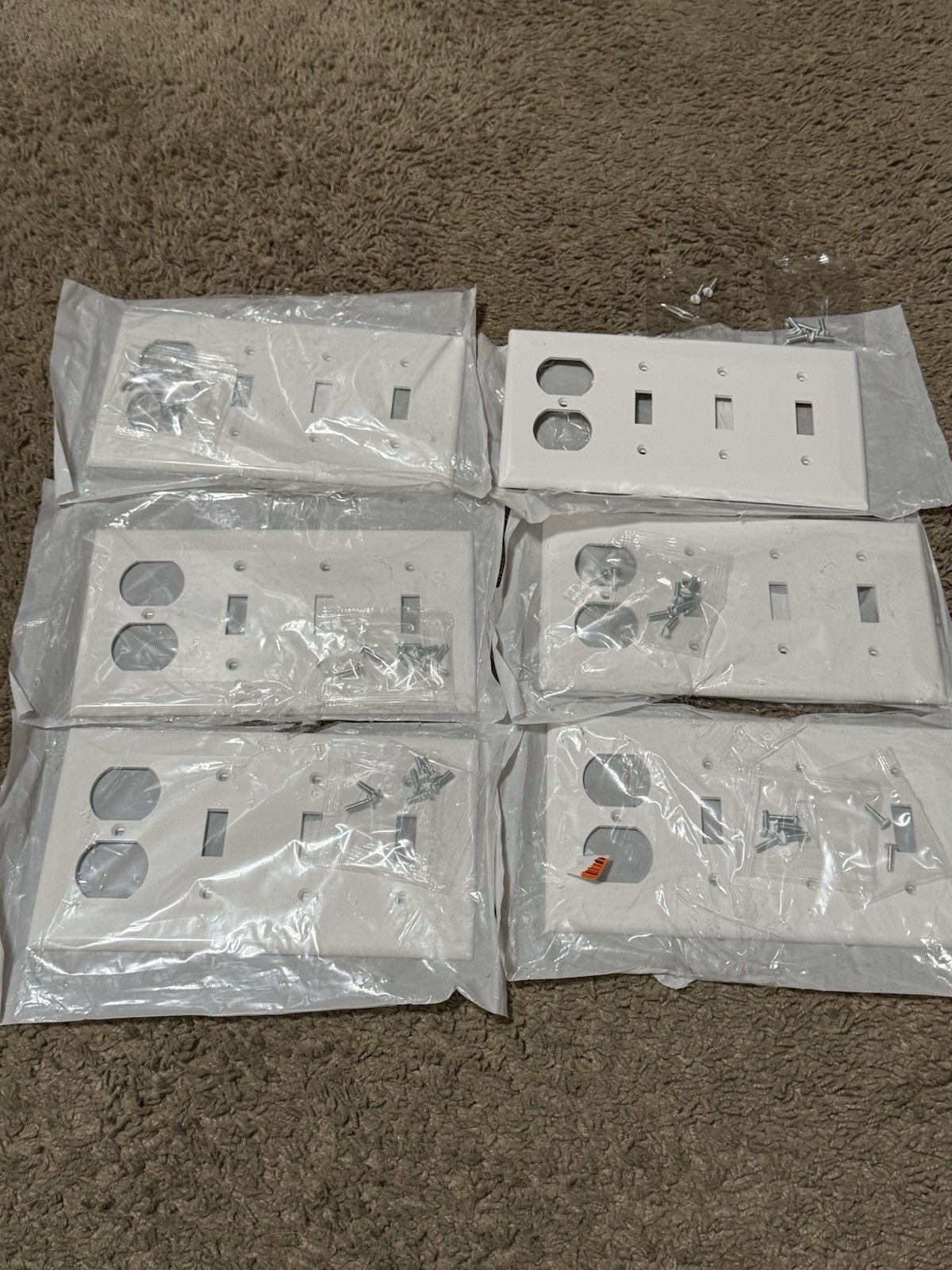 6X Leviton Wall Plate 4 Gang White 3 Toggle 1 Duplex Nylon Standard Switch Cover