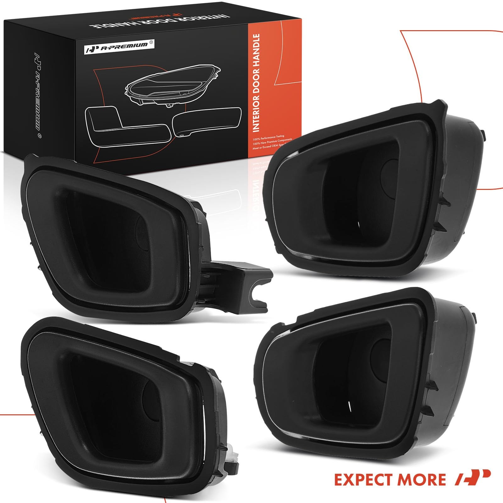 4-PC Textured Black Interior Door Handles for Spark 2013-2015 Spark EV 2014-2016