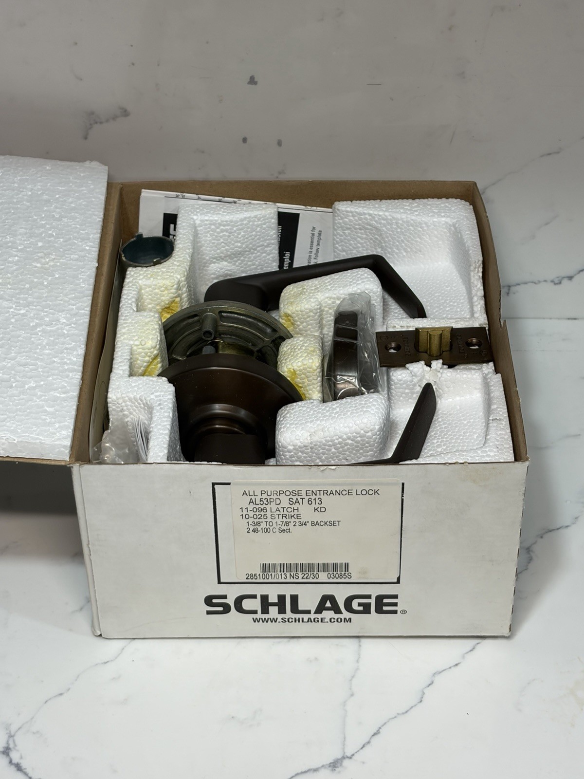 Schlage Door Lever Knob Handle Lock AL52PD SAT 613 in Bronze New In Box As Shown