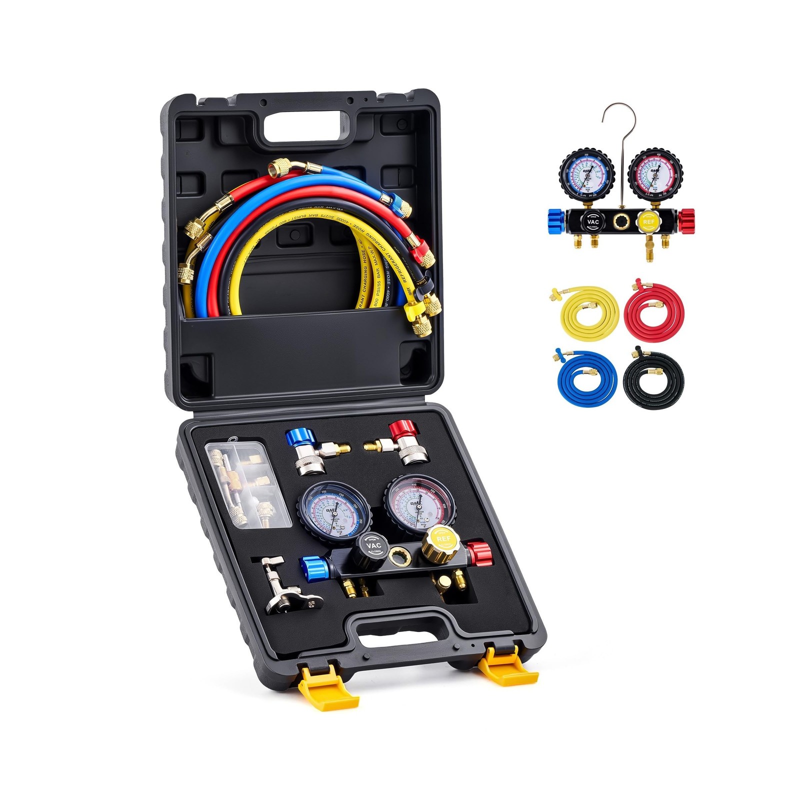 Orion Motor Tech 4 Way AC Gauge Set for R410a R22 R134a Refrigerant, 4 Valve …