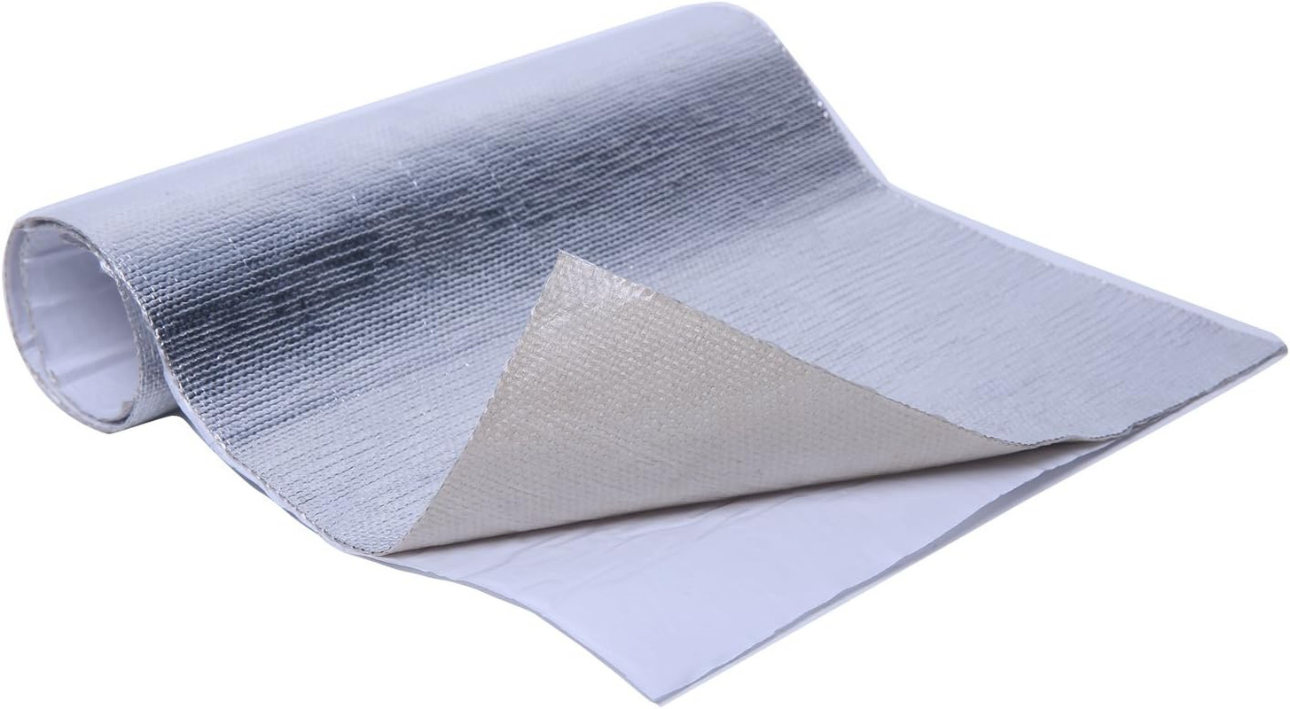 Aluminized Heat Shield Thermal Barrier Adhesive Backed Heat Blanket (12” X 24”