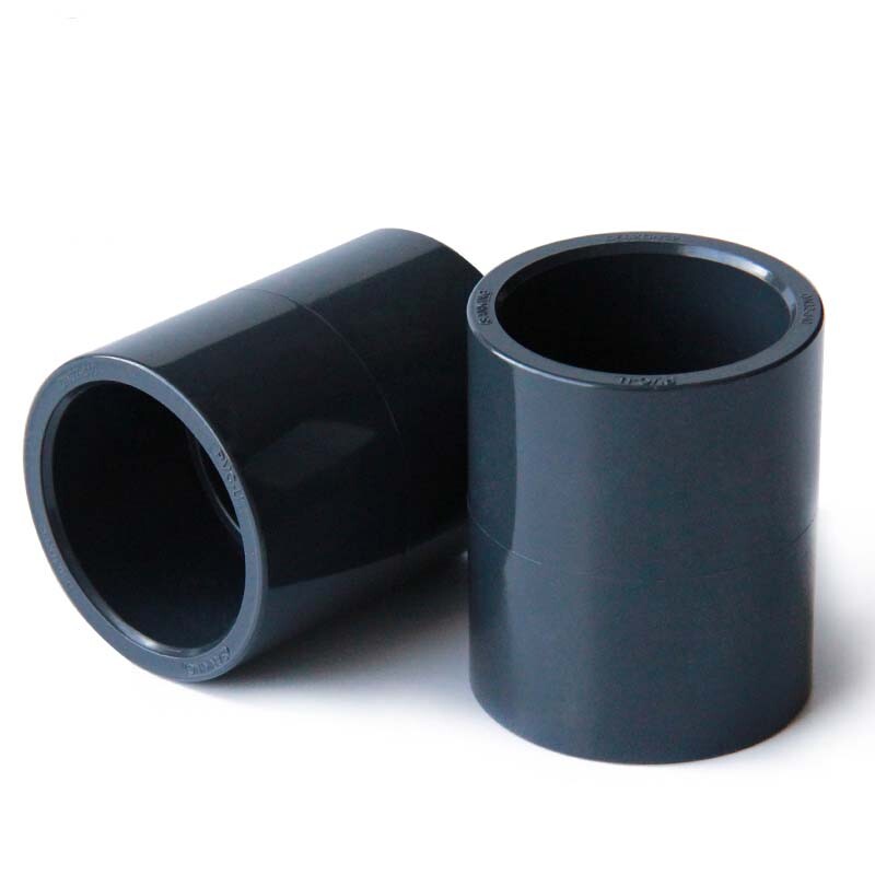 PVC Straight Connector Socket ID 20-110mm Hose Pipe Coupling Adapter Dark Gray