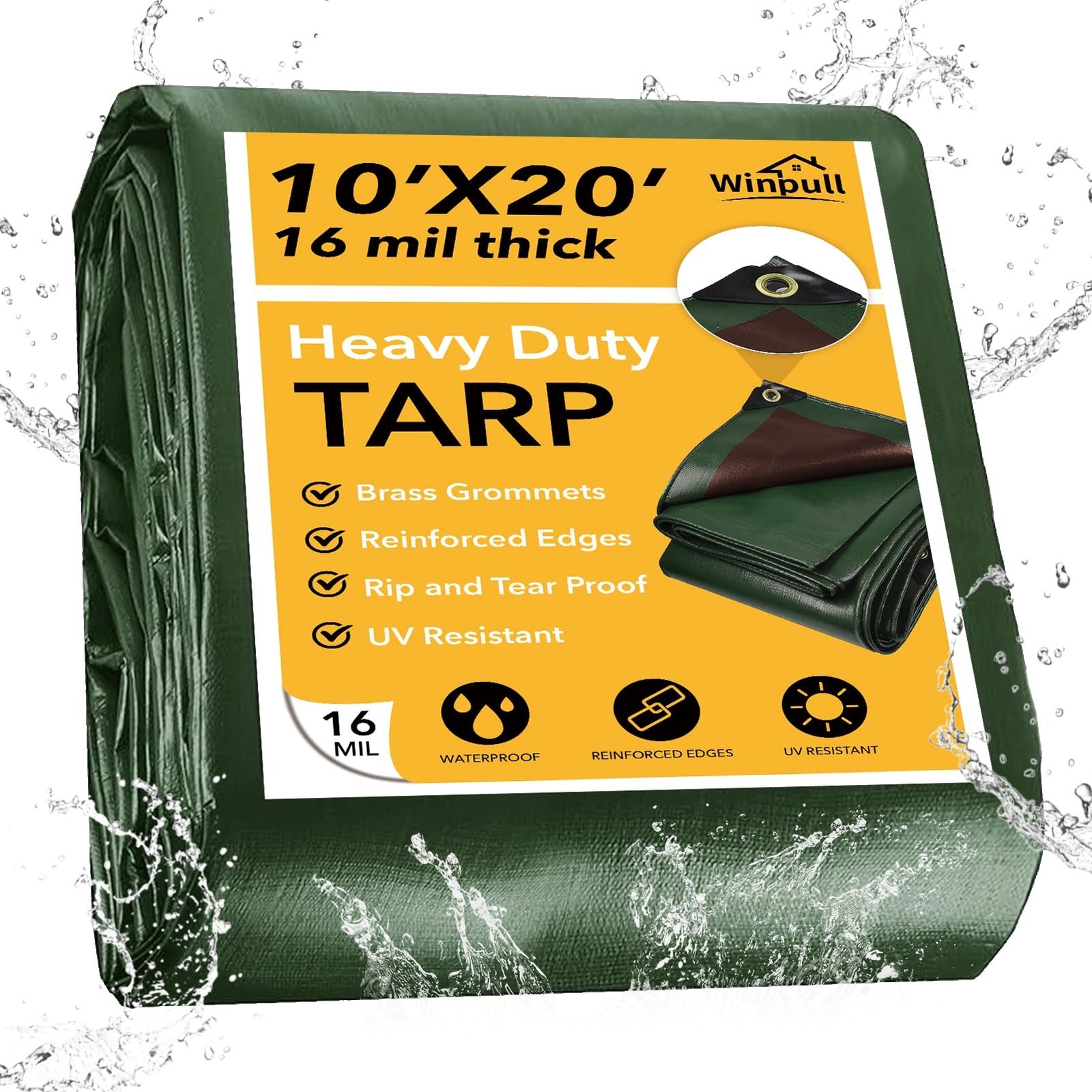 Tarp 10×20 Feet 16 Mil Heavy Duty Waterproof Tarp, Large Multipurpose Cover w…