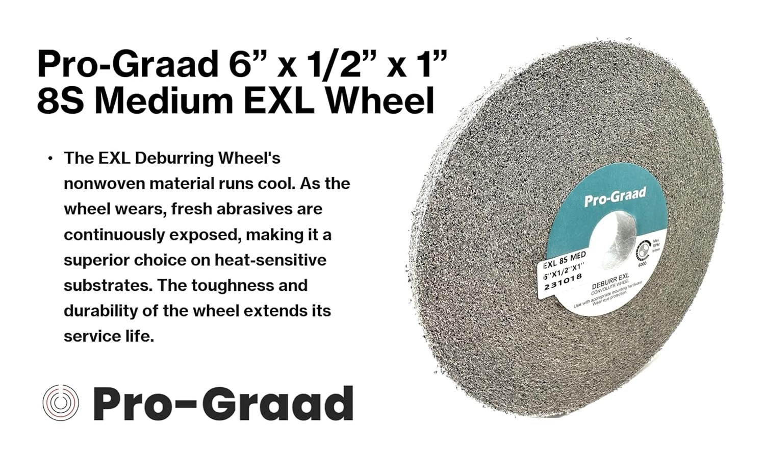 Pro-Graad EXL Deburring Wheel – 6″ x 1/2″ x 1″ 8S Medium – Silicon Carbide -…