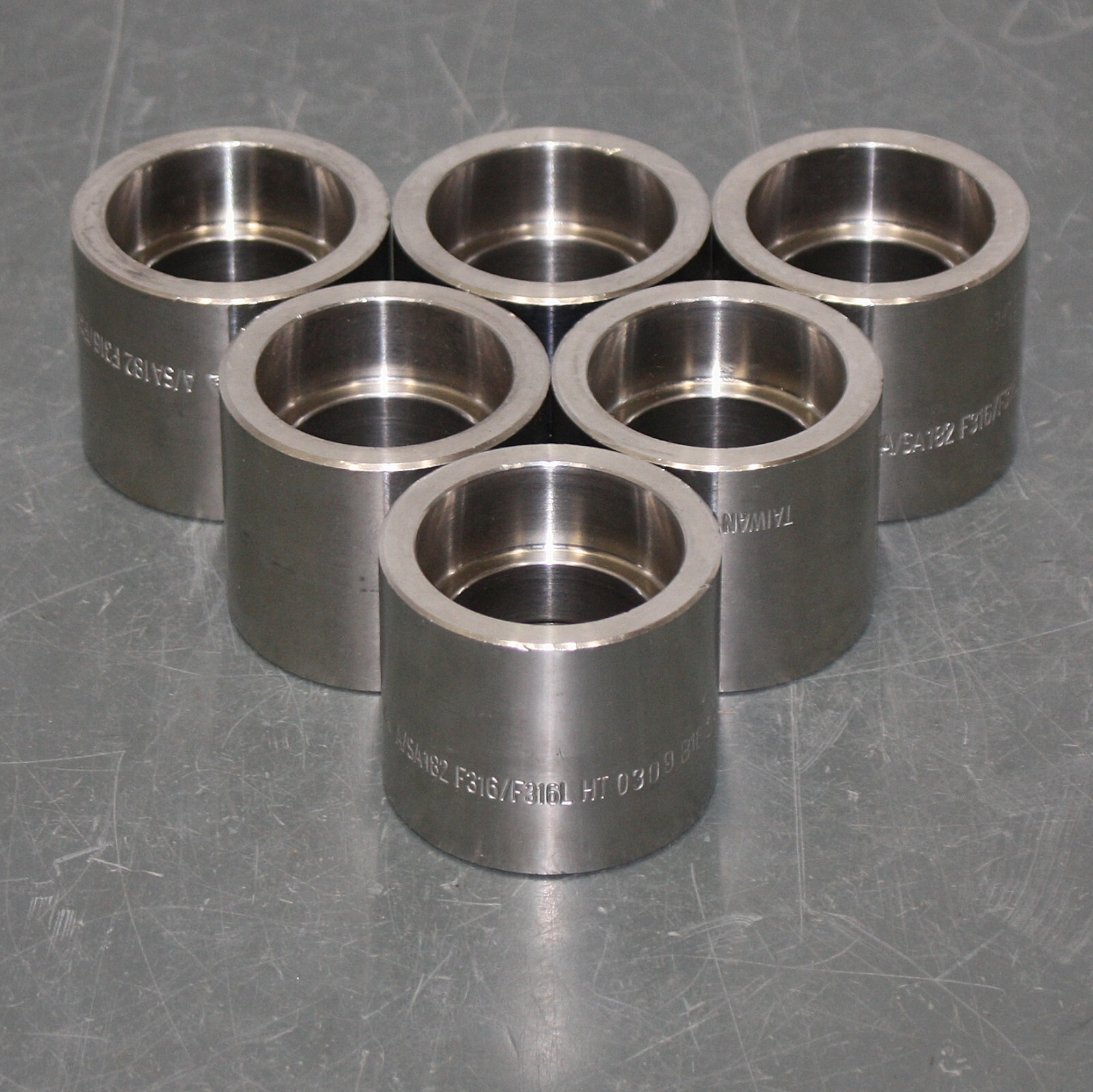(6) Smith Cooper Socket Weld Coupling S5036CP012, 1-1/4″ Pipe Class 3000, 316 SS