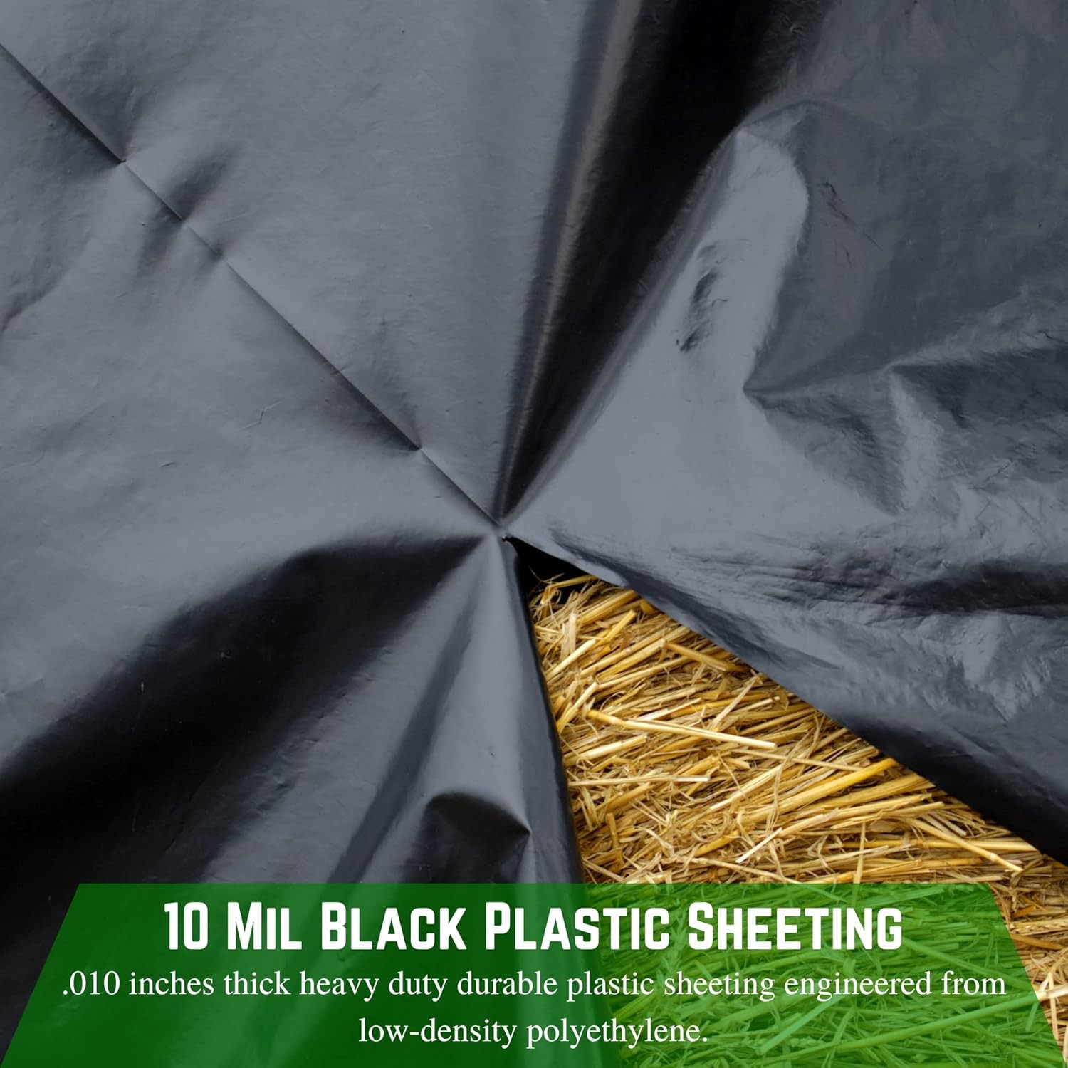 Black Plastic Sheeting 10 mil 20′ x 100′ Black Plastic Tarp Polyethylene Vapor
