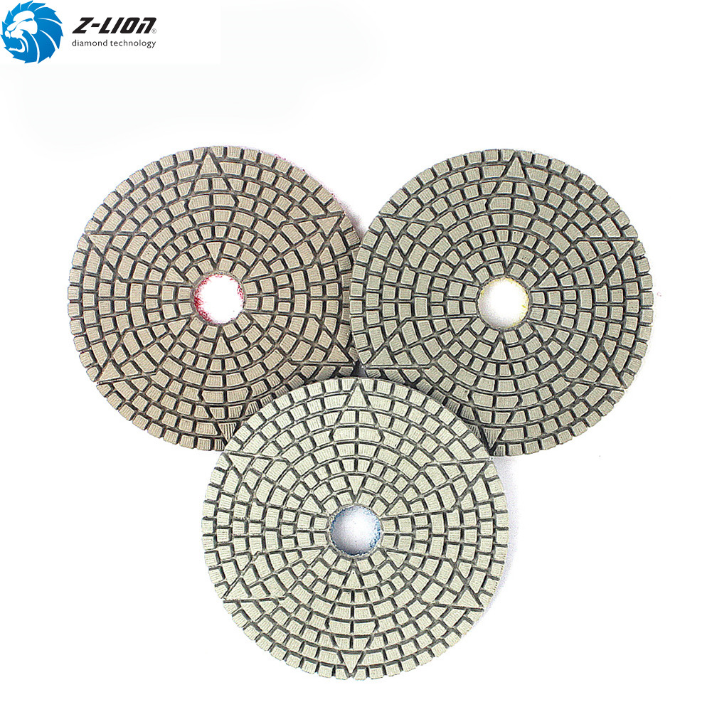 4” 3 Step Diamond Polishing Pad Stone Wet Granite Polisher Concrete Marble Tile