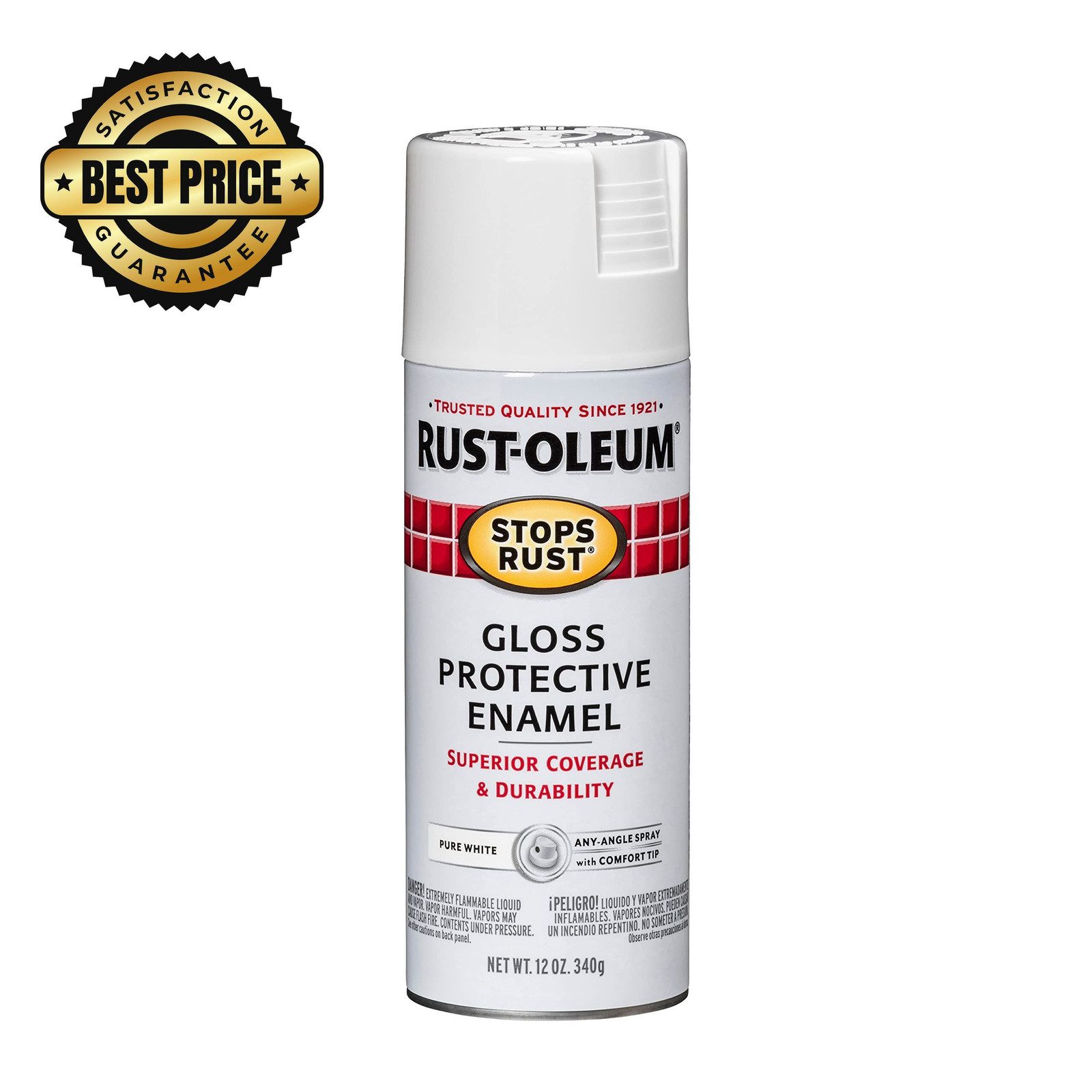 Rust-Oleum 250702 Stops Rust Spray 12 Ounce (Pack of 1), Gloss Pure White