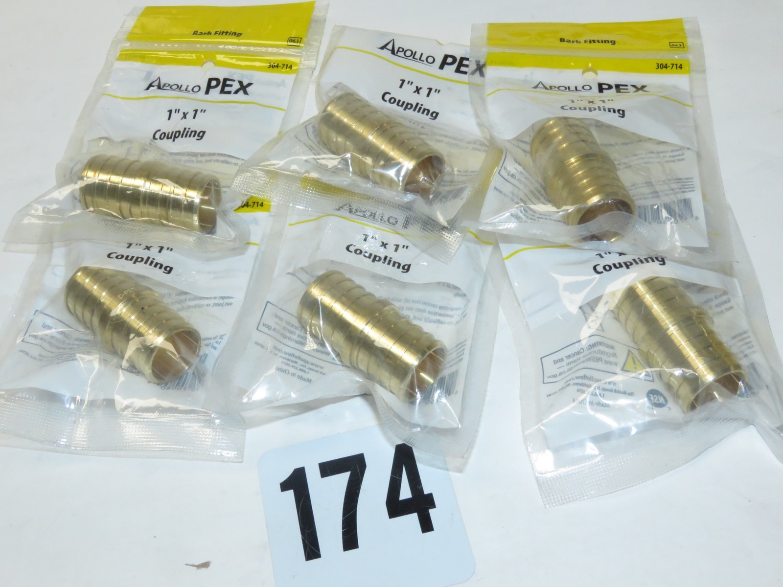 6X Apollo Valves APXT1134 Tube Tee 1 x 1 x 3/4 in, PEX + 6 APXC11 1 X 1 Coupling