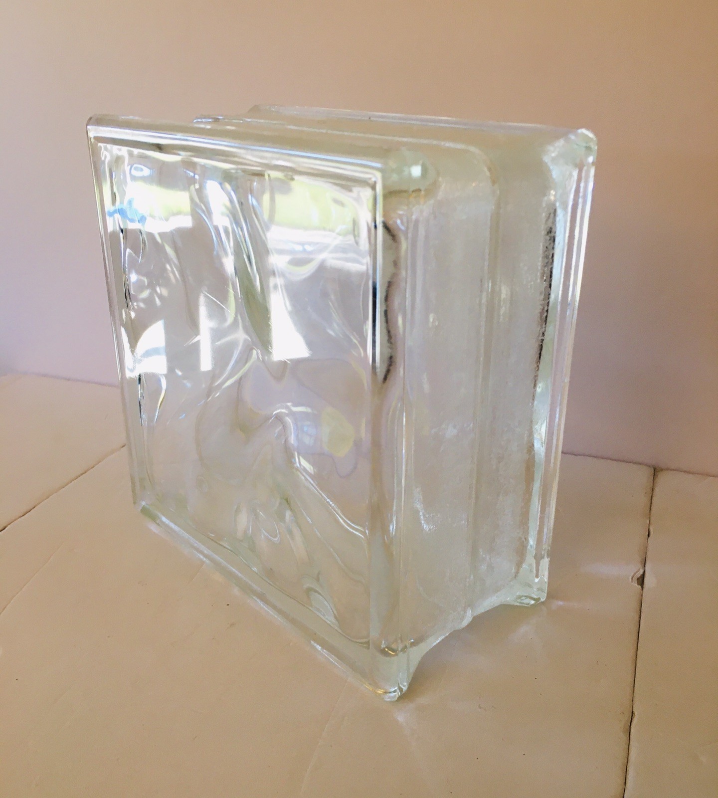 Pittsburgh Corning Decora Glass Block 8X8X4″ RETIRED New Wavy Brick NOS USA