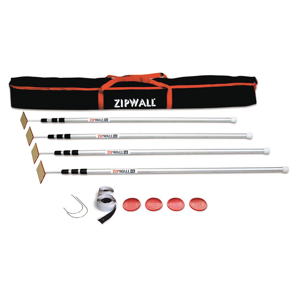 ZIPWALL SLP4 Dust Barrier System, (4) 12 ft. Poles 45AP93