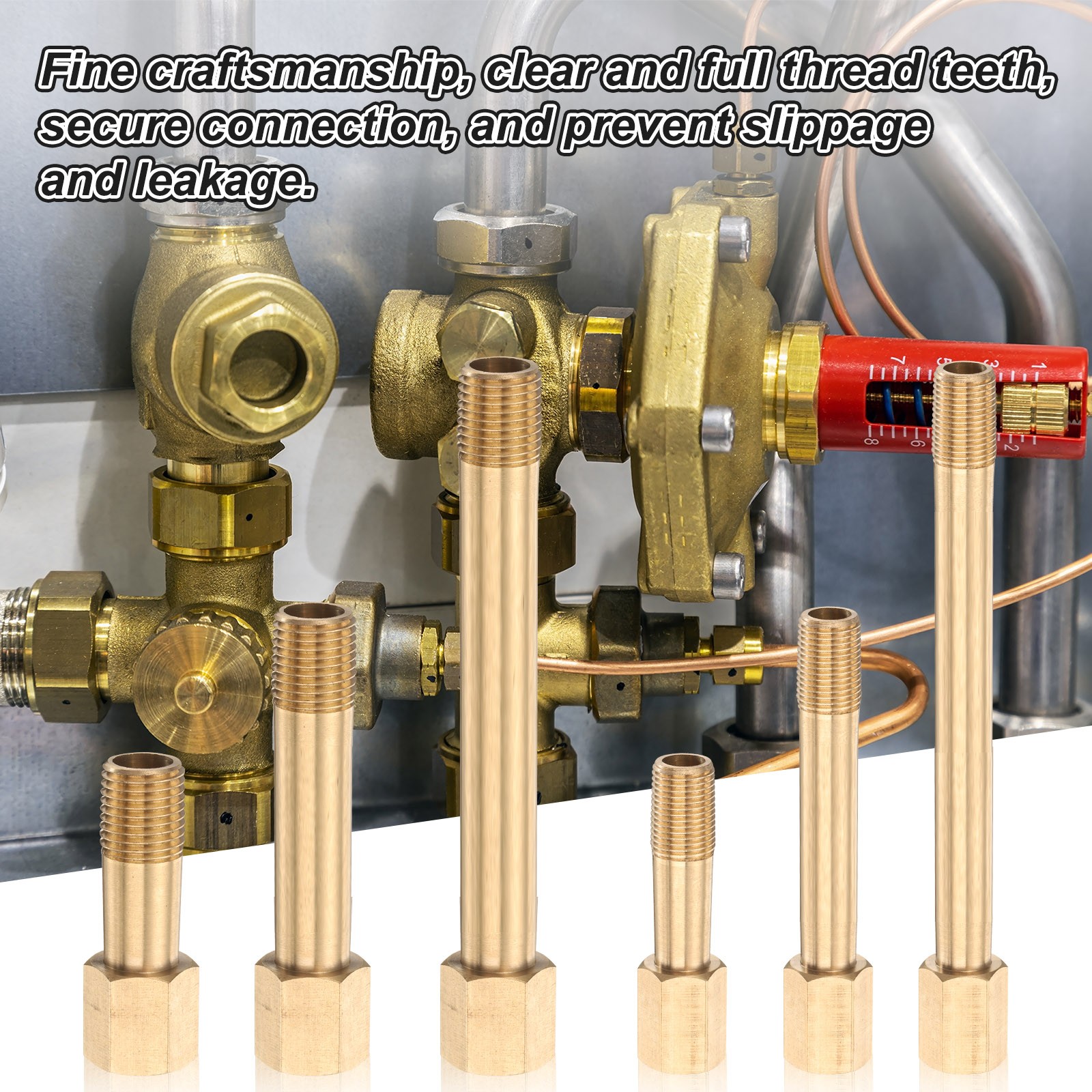2Pcs 1/8″ g Male x 1/8″ g Female Brass Pipe Fittings with Tape 2 Inch Length