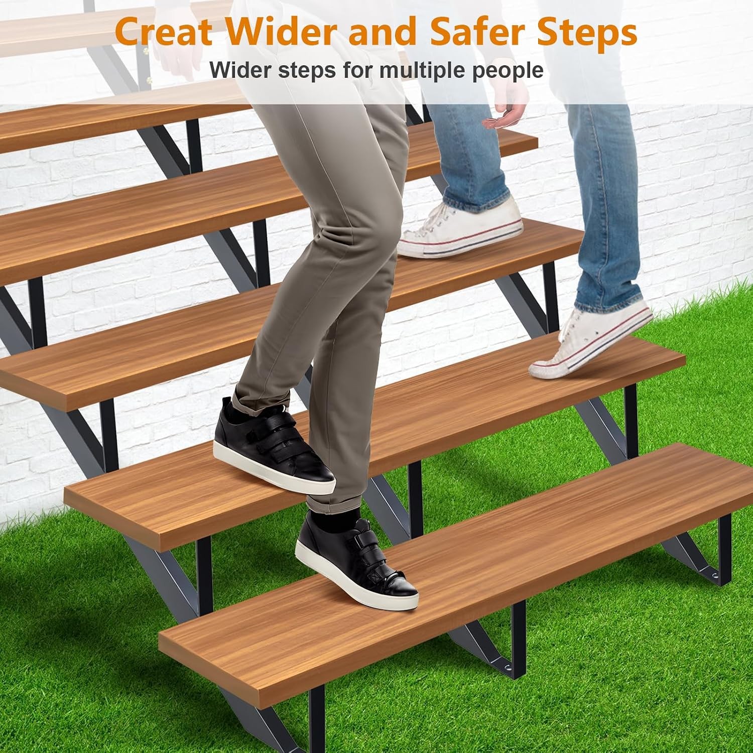 Steel Stair Riser 6 Step 3 Pack, Metal Stair Stringers for Deck Height 49.6 inch