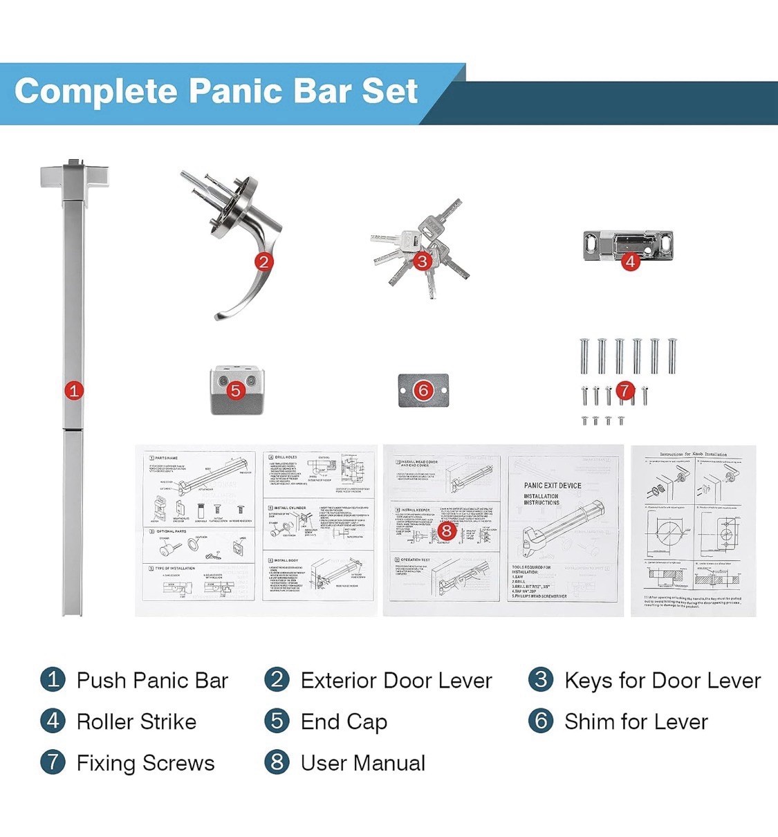 IRONWALLS Stainless Steel Panic Bar Exit Device 41 Inch
