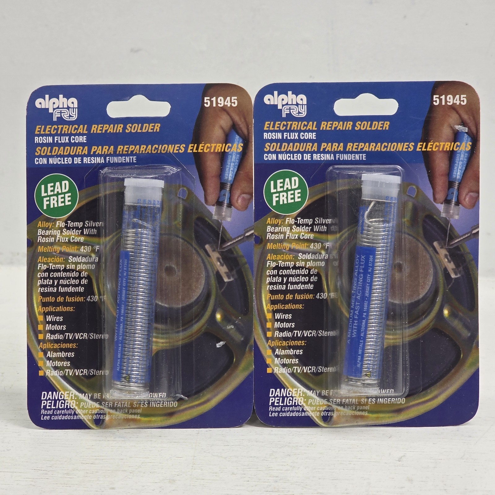 2 – Alpha Fry AM51945 0.50 Oz Lead Free Rosin Core Silver Bearing Solder .62″ D