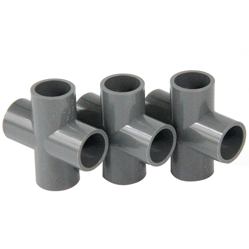 Cross 4 Way X-Piece PVC Pressure Pipe Fitting Adhesive Sleeve Aquarium 20-160mm