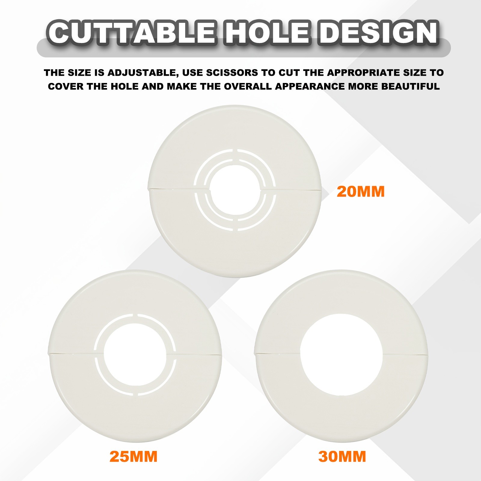 4pcs Wall Split Flange 0.98″ Plastic Round Split Flange Pipe Cover, White