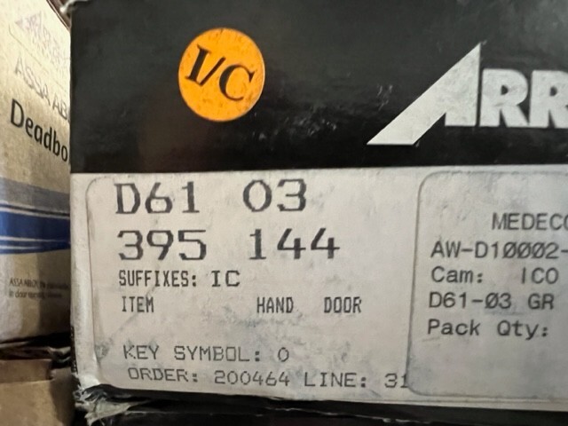 MEDECO ARROW D61 – IC- US3 SINGLE CYL DEADBOLT L/CORE US3 2 3/4″ BACKSET GRD1