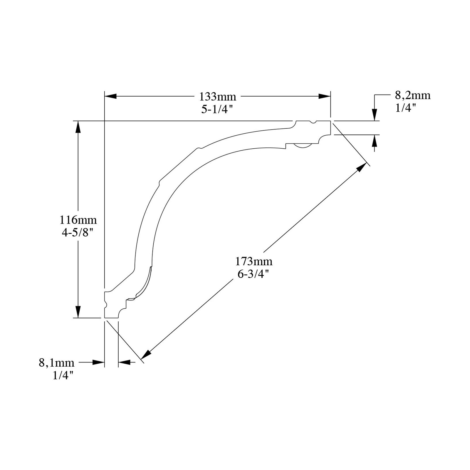 Outwater 6-3/4″Face x 78″Long, Primed White Polyurethane Crown Moulding