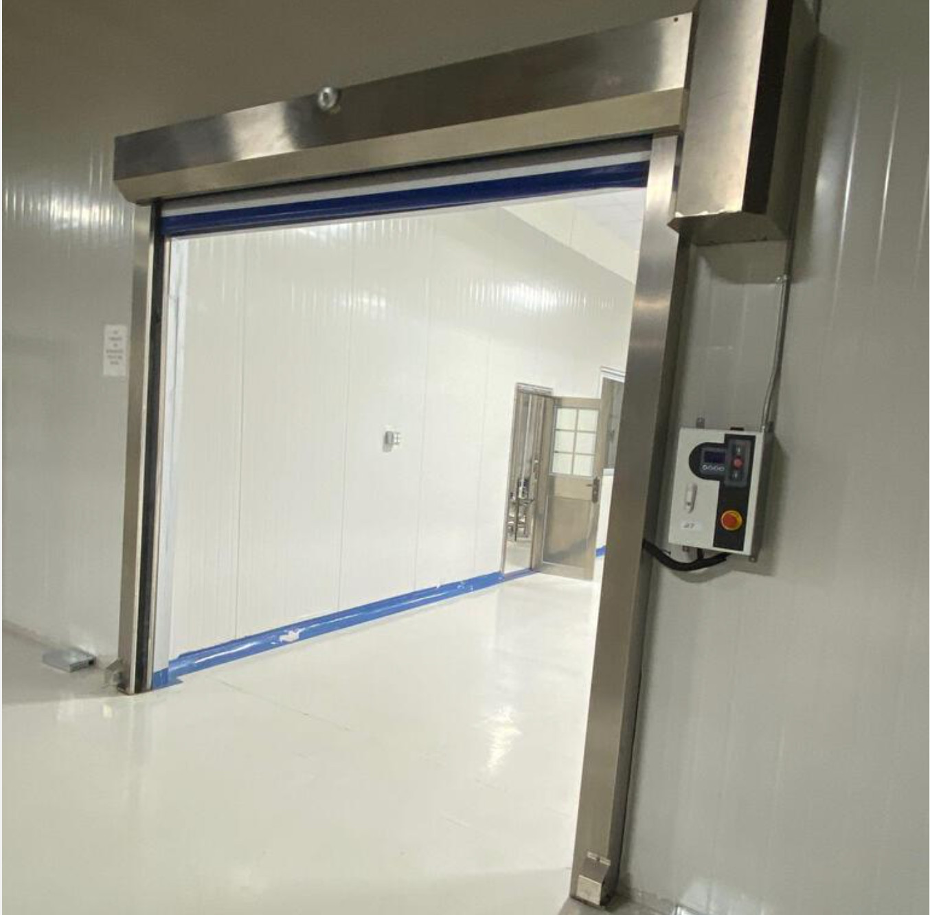 Electric, 8×8 ft opening, stainless component, motion sensor commercial door