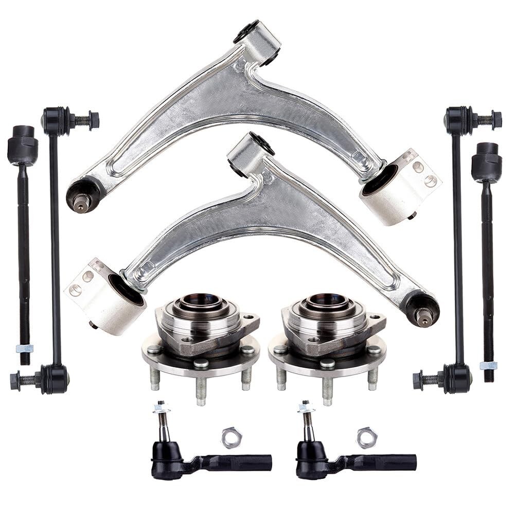 10pc Suspension Kit Control Arm Ball Joint Tie Rod Sway Link Hub 04-07 Malibu G6