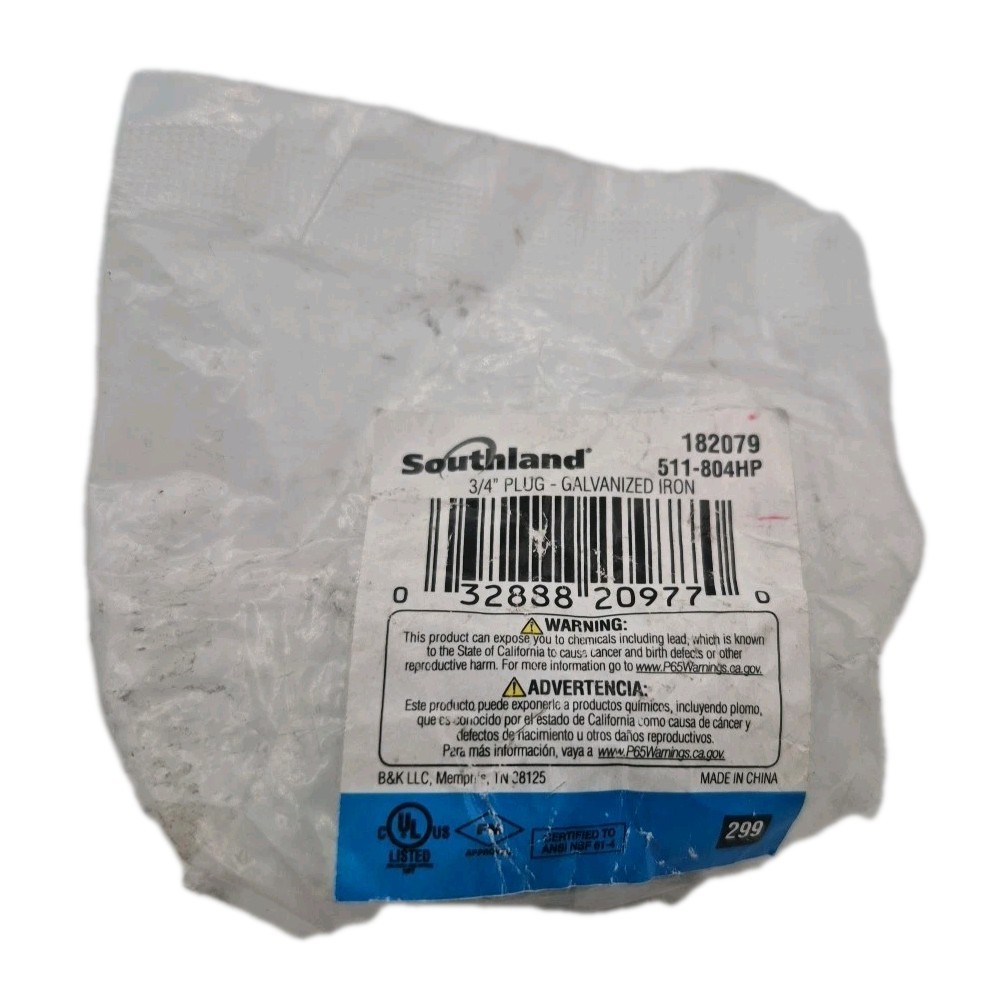 Southland 3/4 In. Malleable Iron Galvanized Plug 511-804BG Pack of 1