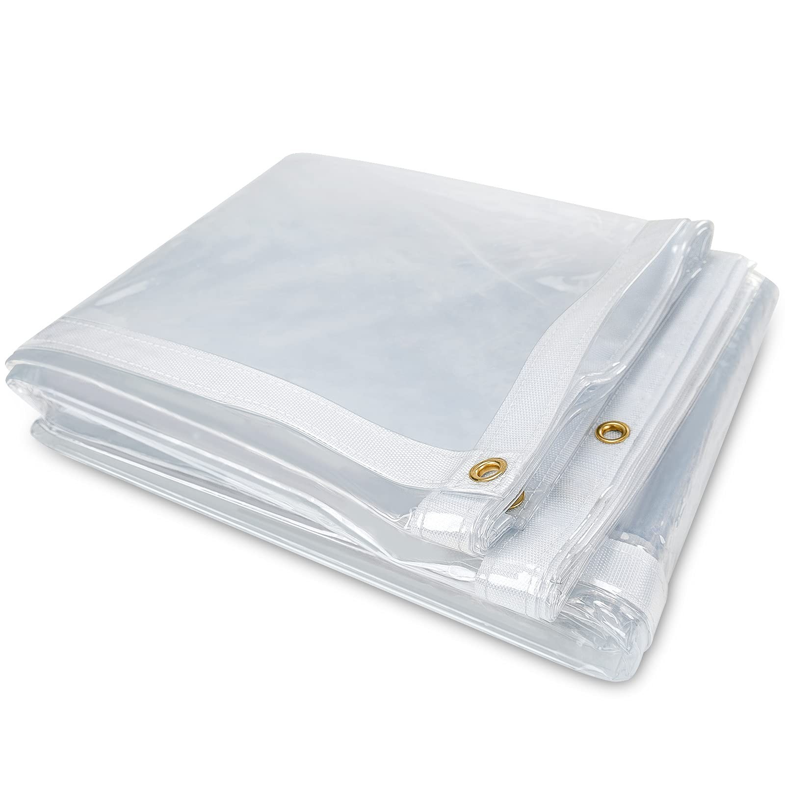 10 x 10FT Outdoor Clear Tarp Curtain Waterproof Wind-Proof 24 Mil Transparent…