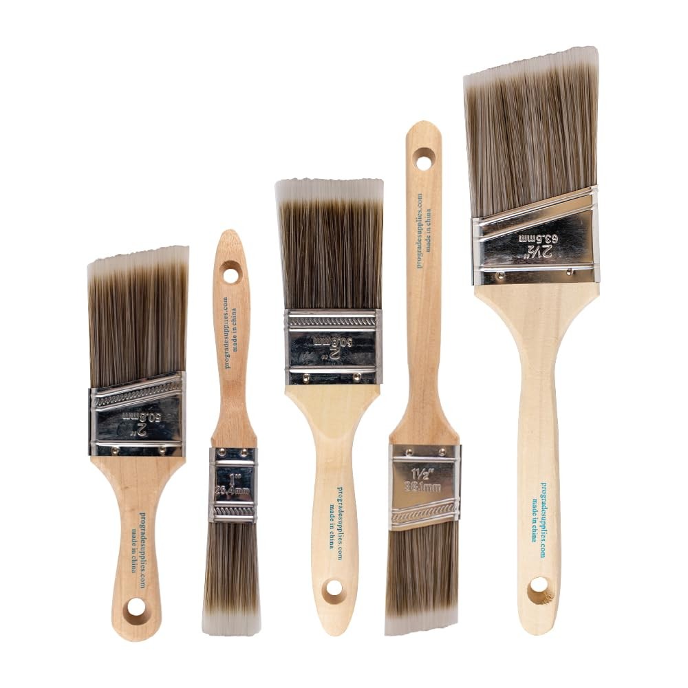 Pro Grade Paint Brushes, 5-Piece Brush Set, Flat & 5pk Soft, Multicolor