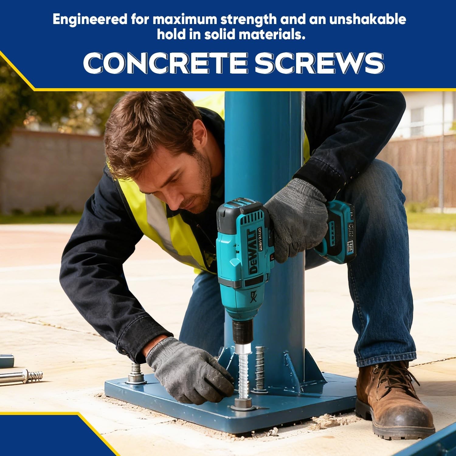 50 Pack 5/8″ x 5″ Large Diameter Concrete Screw – Heavy Duty Concrete Anchors…