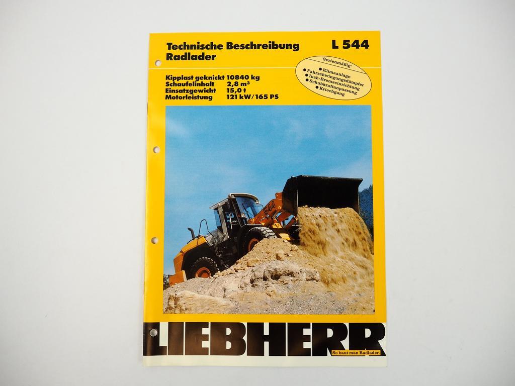 Brochure Liebherr L544 Wheel Loader Technical Description 1998 Label