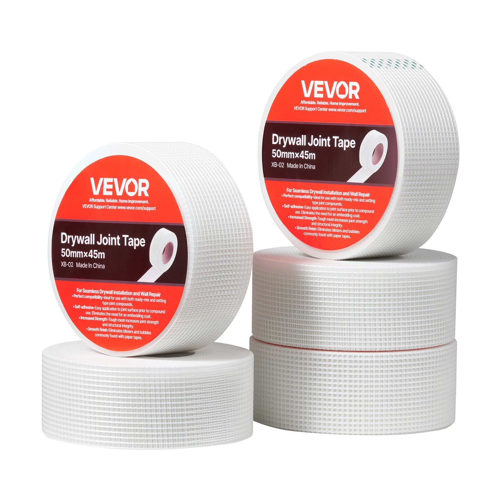 VEVOR 36Pcs 147.64ft x 1.97″ Fiberglass Mesh Tape Adhesive Drywall Covering Tool