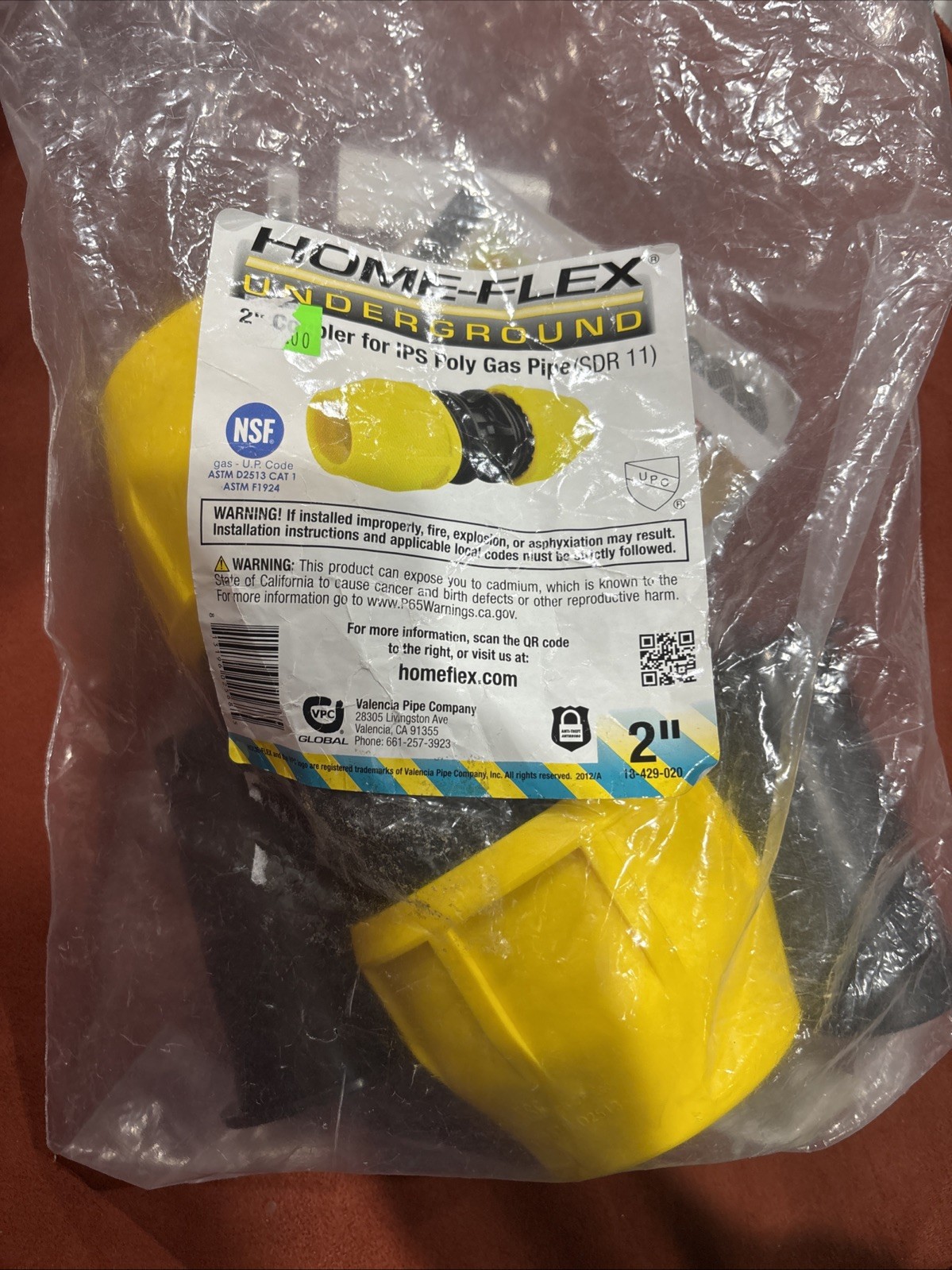 HOME-FLEX 2 in. IPS DR 11 Underground Yellow Poly Gas Pipe Coupler 18-429-020