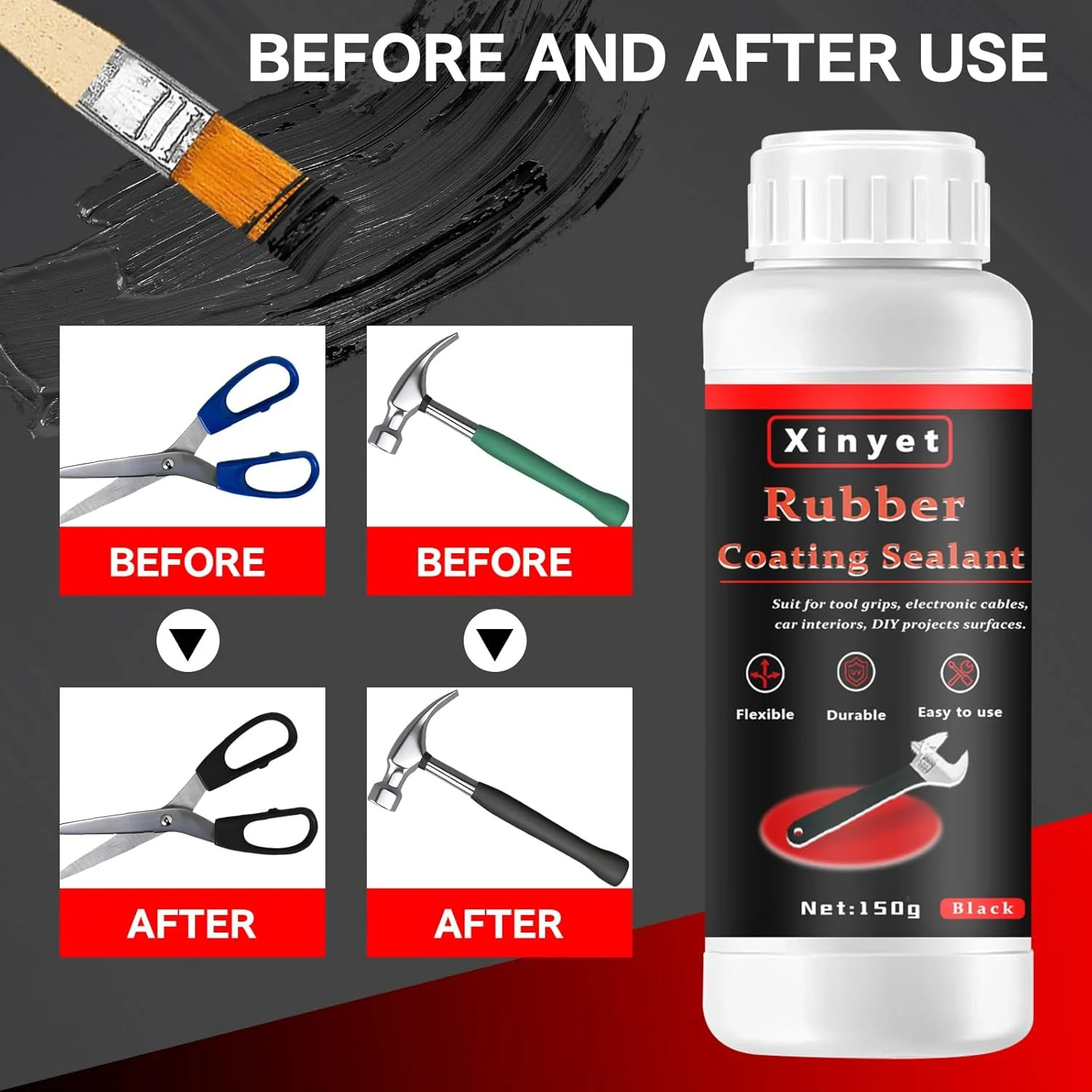 150Ml Tool Dip Rubber Coating, Rubber Dip for Tools, Waterproof, Flexible Peelab