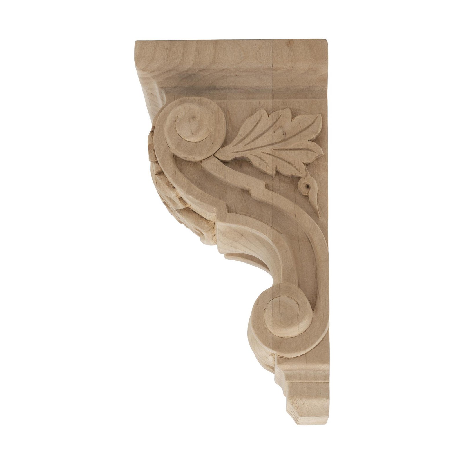 Outwater 6-3/4″ x 3-3/8″ x 3-3/4″ Unfinished Alder Acanthus Leaf Wood Corbel