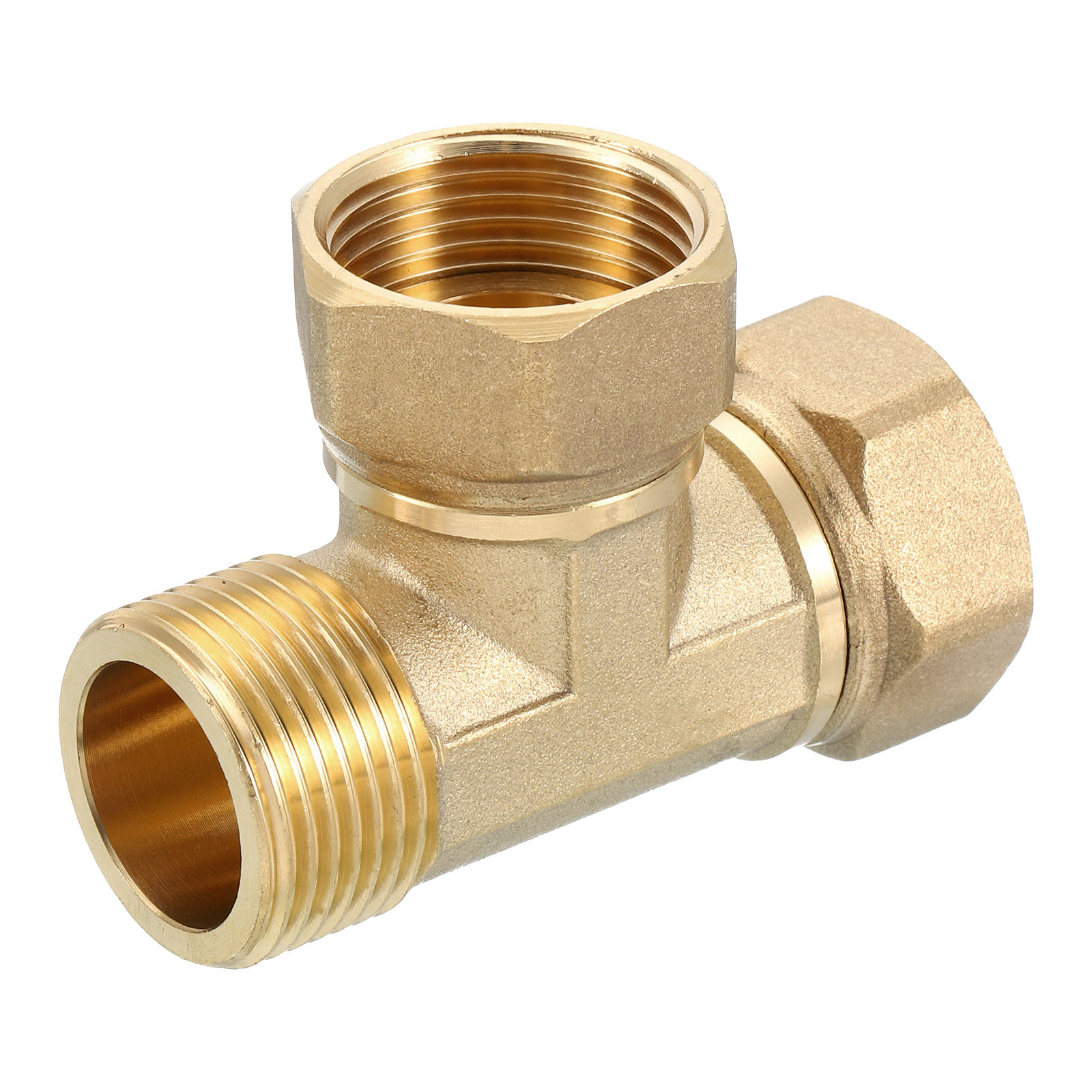 Brass Tee Swivel Pipe Fitting 3/4″ 3 Way T-Connector Female x Female x Male