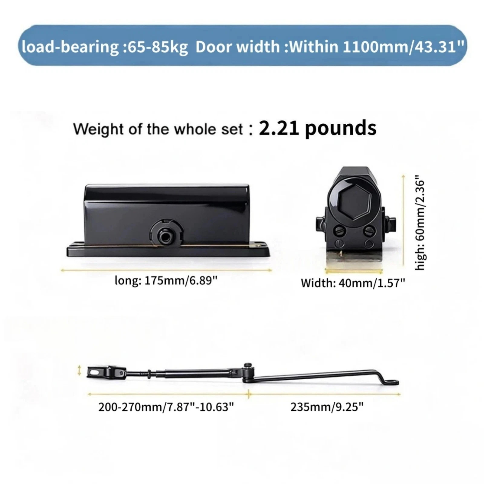 187lbs Commercial Door Closer Residential Hydraulic Auto Door-Closer Heavy Duty