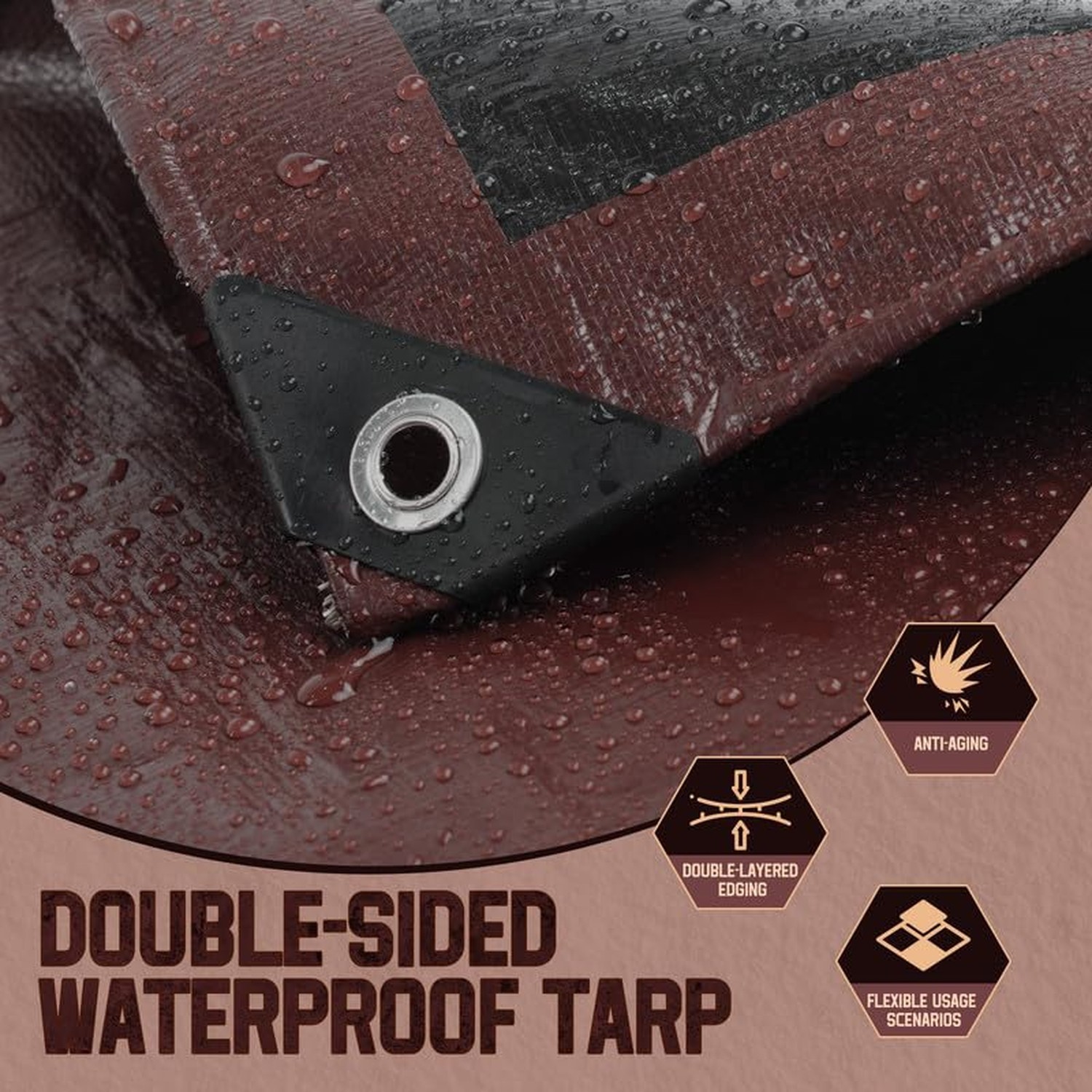 6×8 FT 8 Mil Waterproof Poly Tarp, UV Resistant & Rip Tear Resistant Reversib…