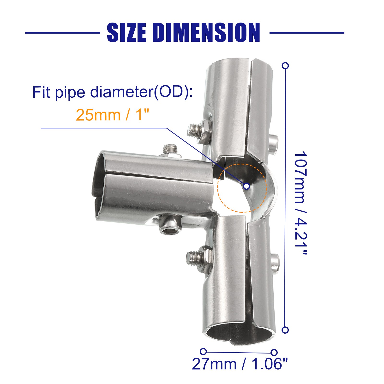 4 Way Structural Pipe Connector 8pcs Chain Link Fence Clamp, Fit OD 25mm