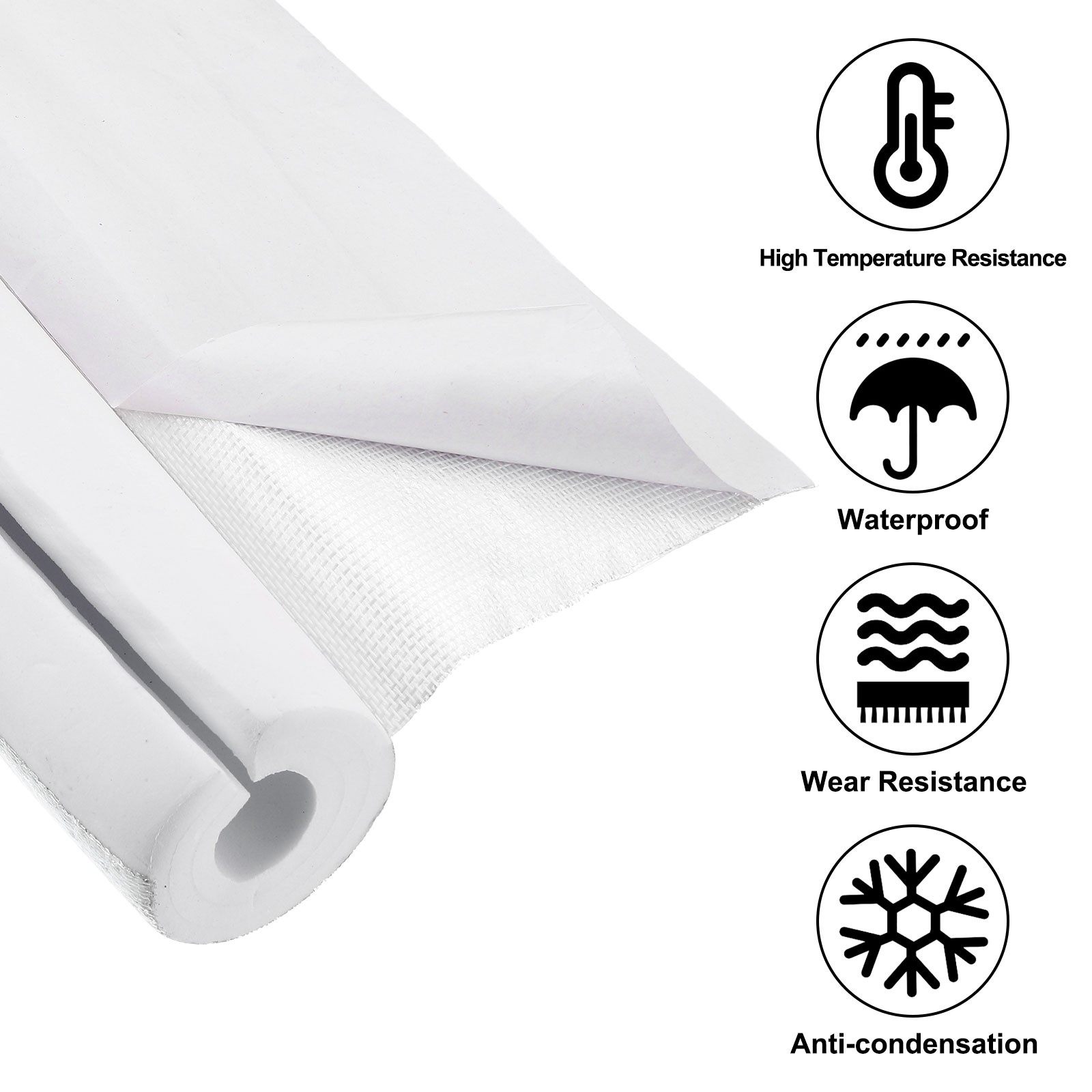 4Pcs 1.3Ft 2-9/16″(65mm) ID 3-3/4″(95mm) OD Insulation Foam Tube, Silver White