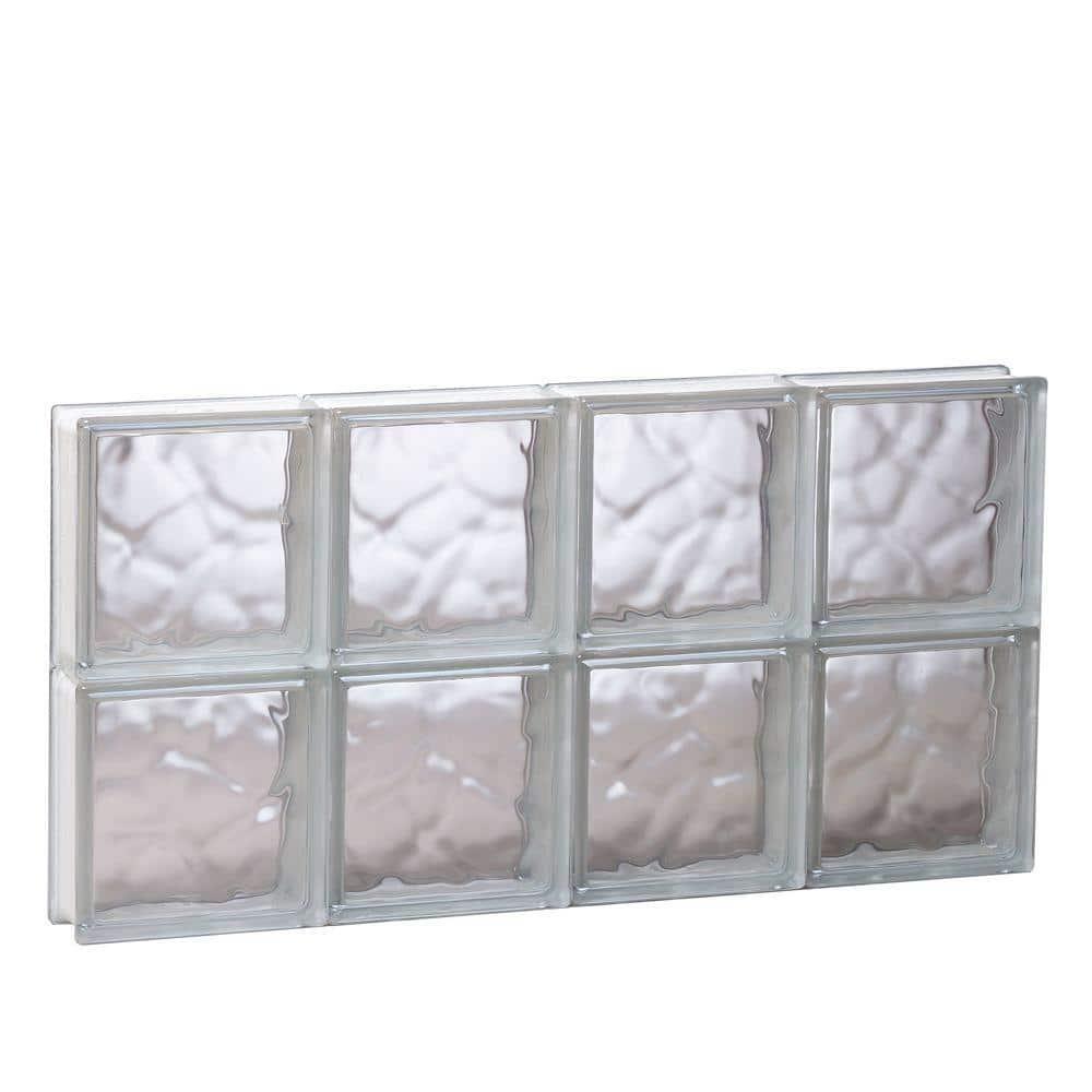 Clearly Secure Glass Block Window 31″ x 15.5″ Frameless Wave Pattern Non-Vented