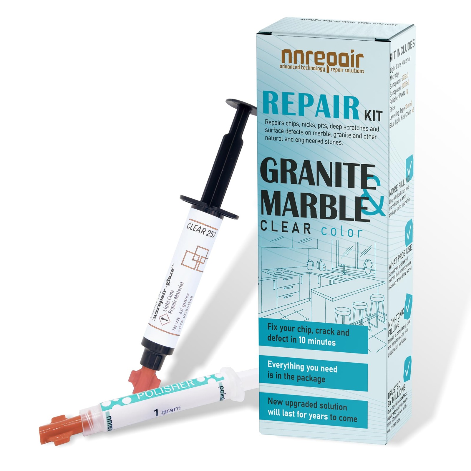 Marble, Granite & Quartz Countertop Repair Kit (Clear) – Fix Your Defects like a