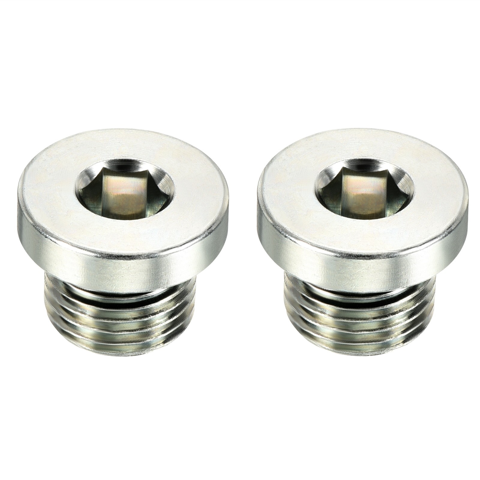 2 Pcs M16 x 1.5 Male Thread Internal Hex Head Socket Pipe Fitting Plug (Silver)
