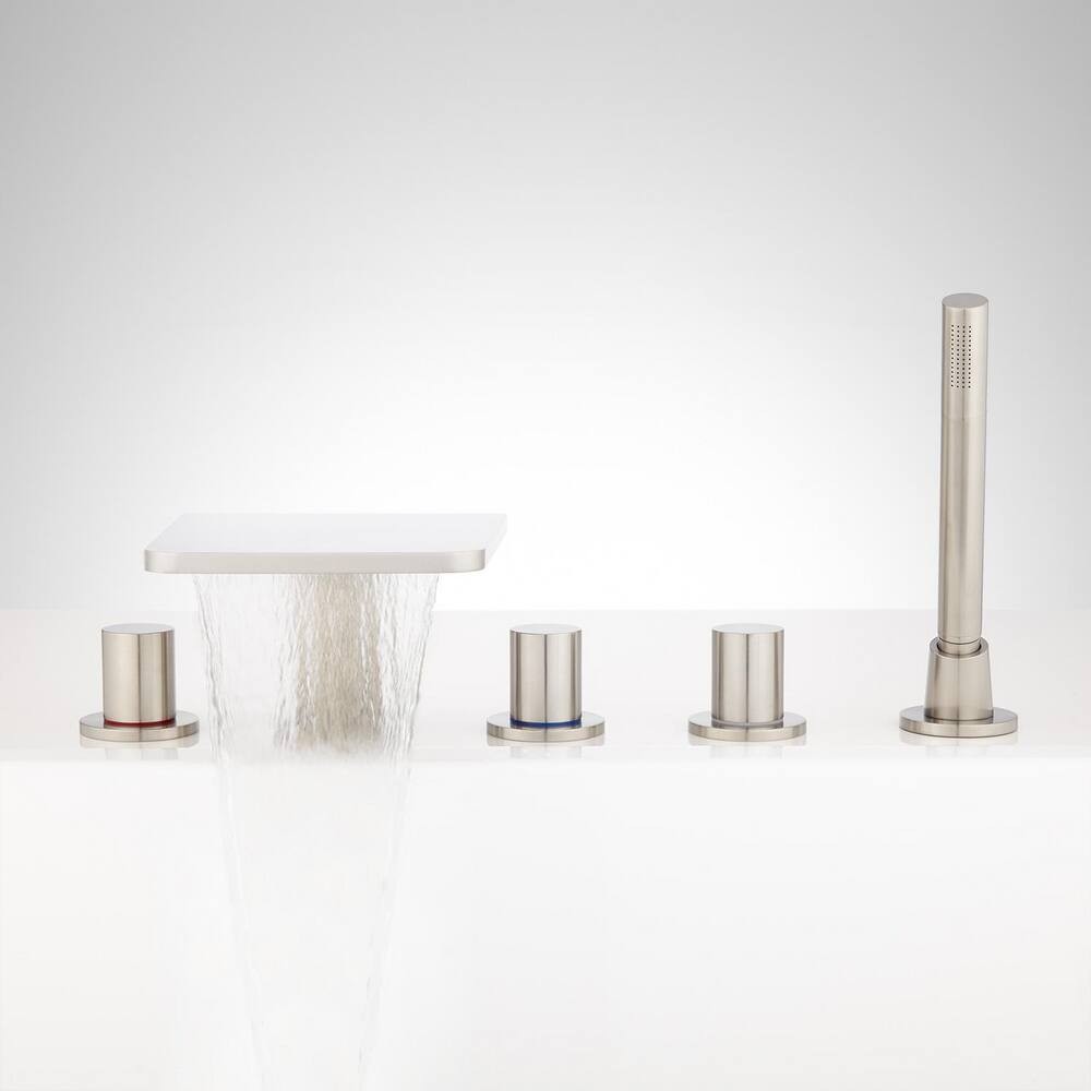 Knox Roman Waterfall Tub Faucet and Hand Shower – Brushed Nickel