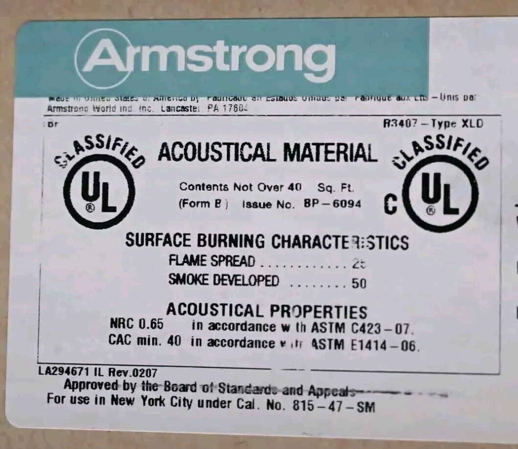 Armstrong 580A Ceiling Tile 12″x12″ 40/Pcs Acoustical Cirrus Beveled Board White